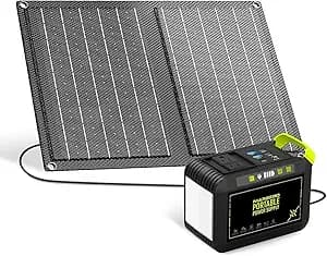 MARBERO 88.8Wh Solar Generator with 21W Solar Panel Included Portable Power Station 80W 110V 120W Max for Camping Outdoo